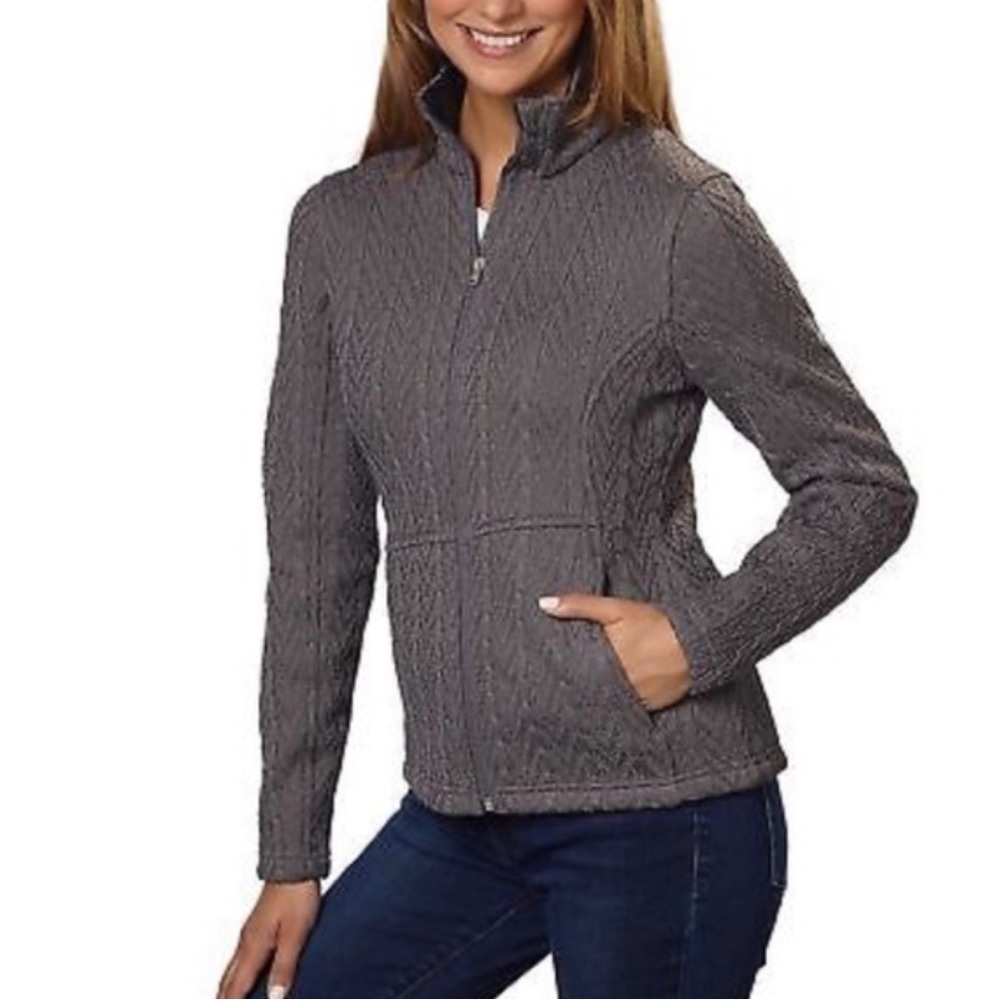 Gray Major Cable Spyder Stryke Ski Zip-up Sweater — Small